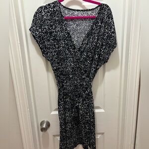 Nine West Black and White Pattern Wrap Dress